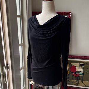 Elie Tahari Black Draped Tunic Top